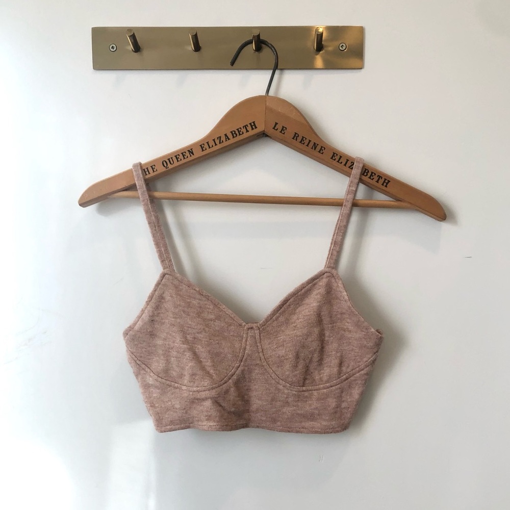 ZARA Beige Brushed Knitted Crop Top - Super Soft - Size S